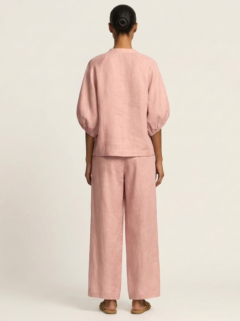 MARLOWE Zipper-Front Puff Sleeve Set