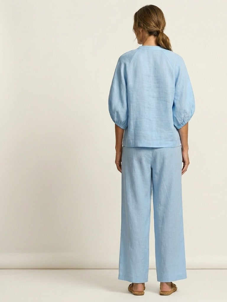 MARLOWE Zipper-Front Puff Sleeve Set