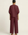 MARLOWE Zipper-Front Puff Sleeve Set