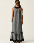 MAYLINE Ruffle-Neck Contrast-Trim Maxi Dress