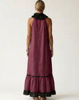 MAYLINE Ruffle-Neck Contrast-Trim Maxi Dress