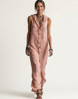 MIRABELL Hooded Sleeveless Maxi Dress - Pink
