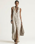 MIRABELL Hooded Sleeveless Maxi Dress - White