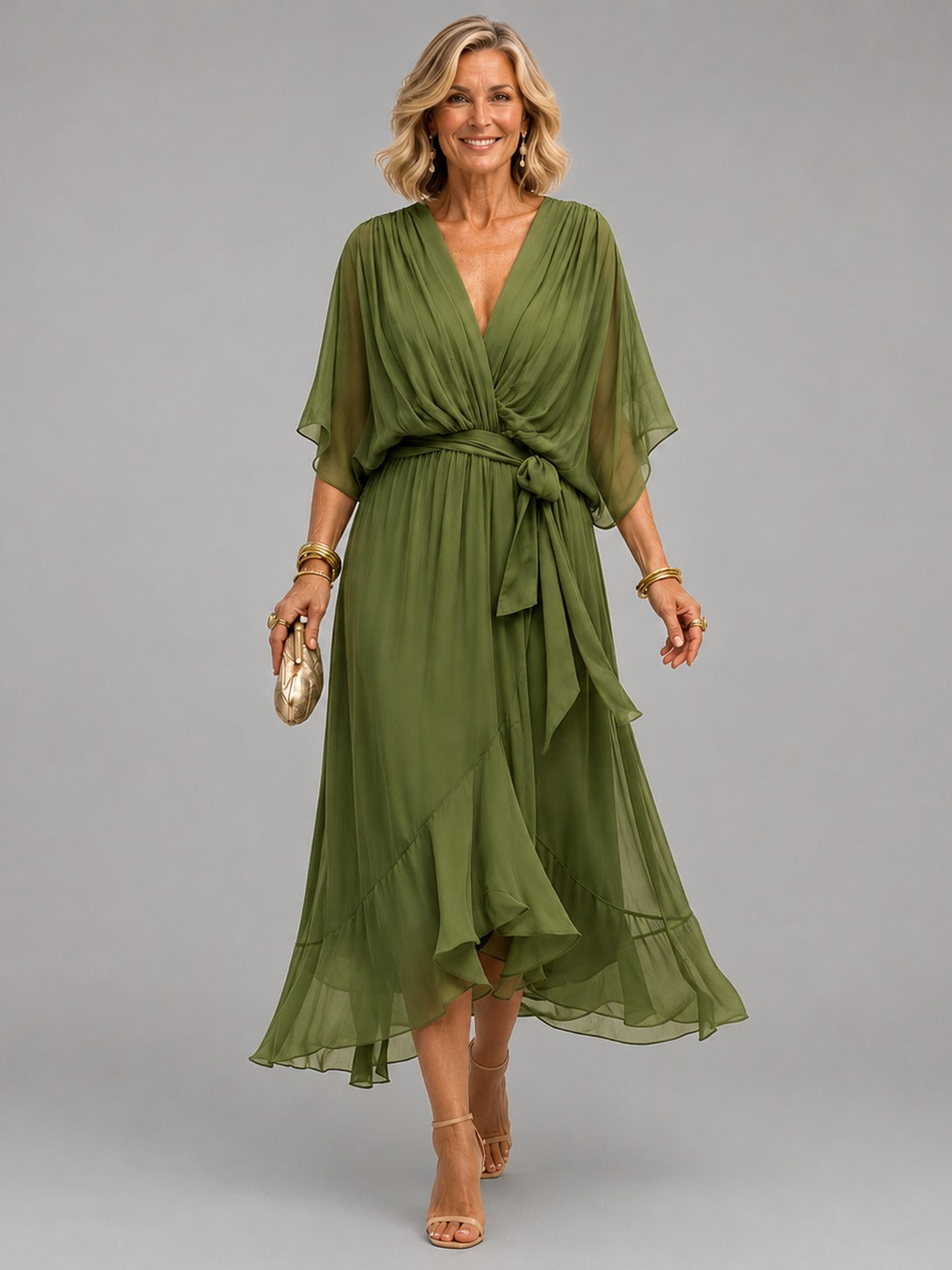MONICA V-Neck Wrap Dress