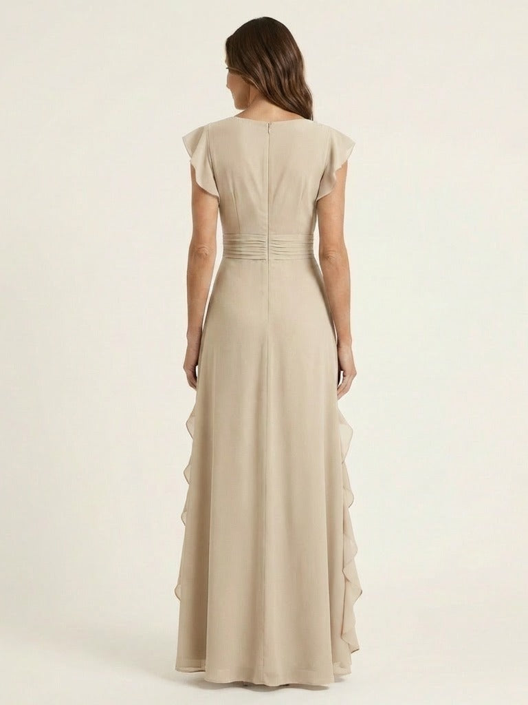 NELLYANA Wrap-Style Ruffle Maxi Dress