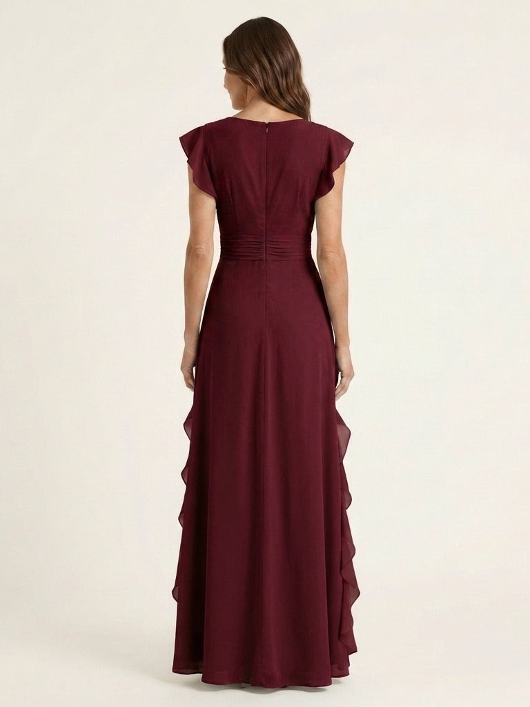 NELLYANA Wrap-Style Ruffle Maxi Dress