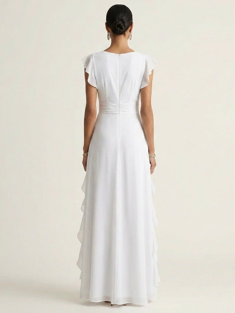 NELLYANA Wrap-Style Ruffle Maxi Dress
