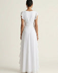 NELLYANA Wrap-Style Ruffle Maxi Dress