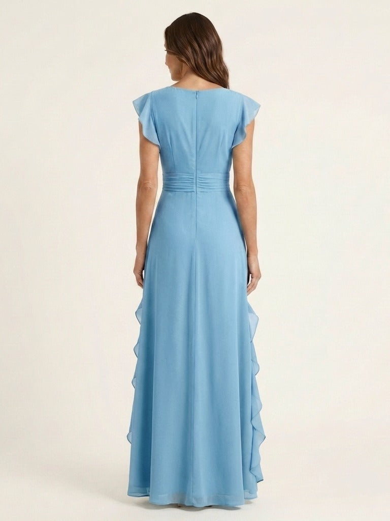 NELLYANA Wrap-Style Ruffle Maxi Dress