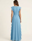 NELLYANA Wrap-Style Ruffle Maxi Dress