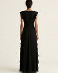 NELLYANA Wrap-Style Ruffle Maxi Dress