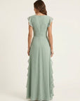 NELLYANA Wrap-Style Ruffle Maxi Dress