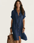 NIDALIE Midi Shirt Dress - Blue
