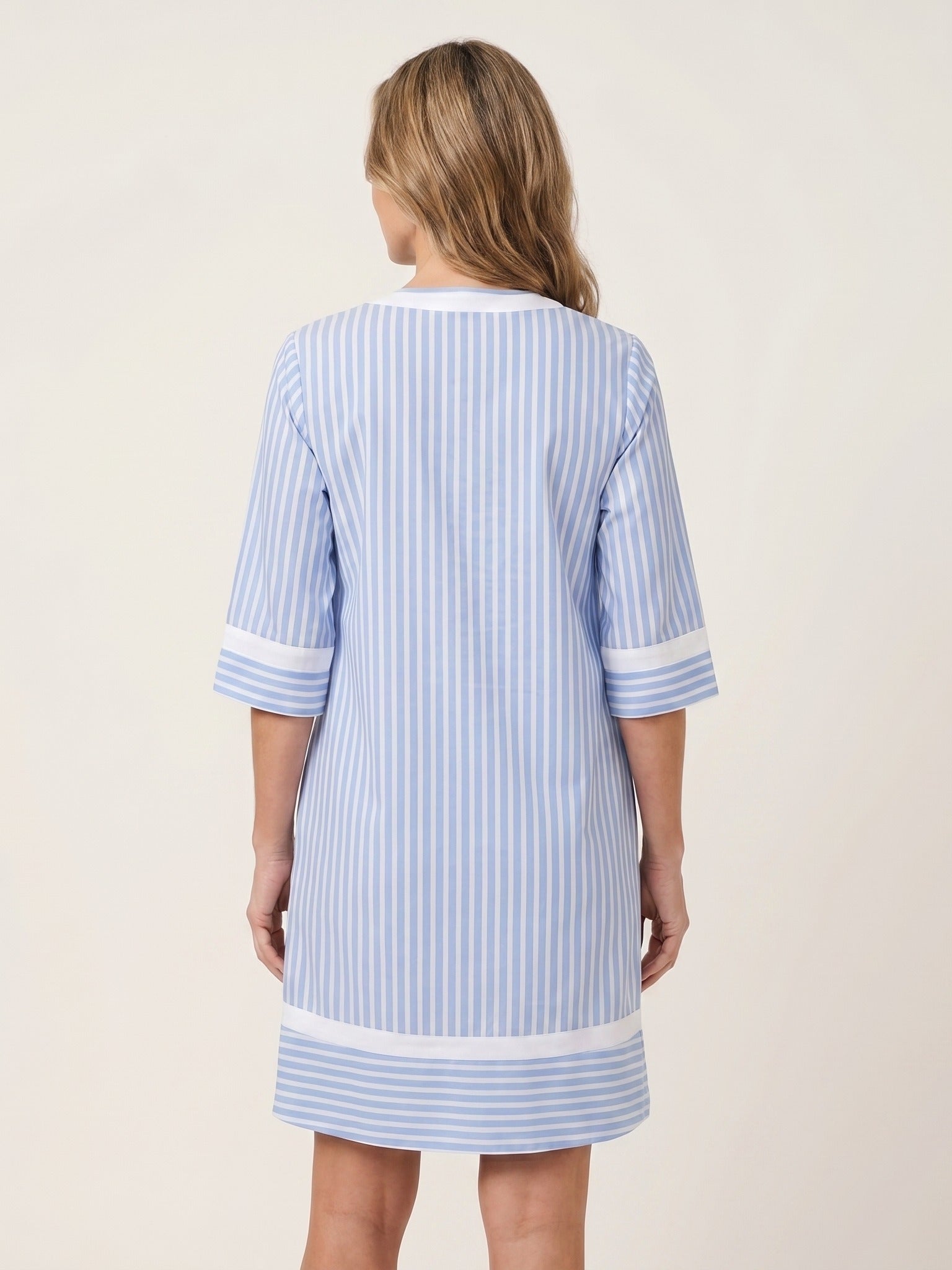 SANINA Contrast-Trim Stripe Shift Dress