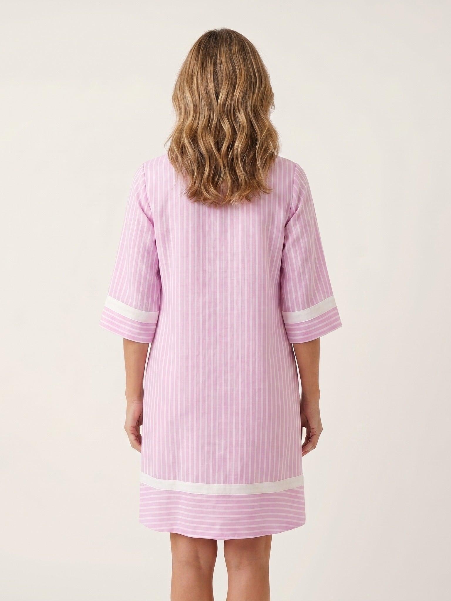 SANINA Contrast-Trim Stripe Shift Dress