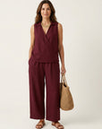 TWIILA Wrap-Top & Wide-Leg Set - Red