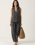 TWIILA Wrap-Top & Wide-Leg Set - Gray