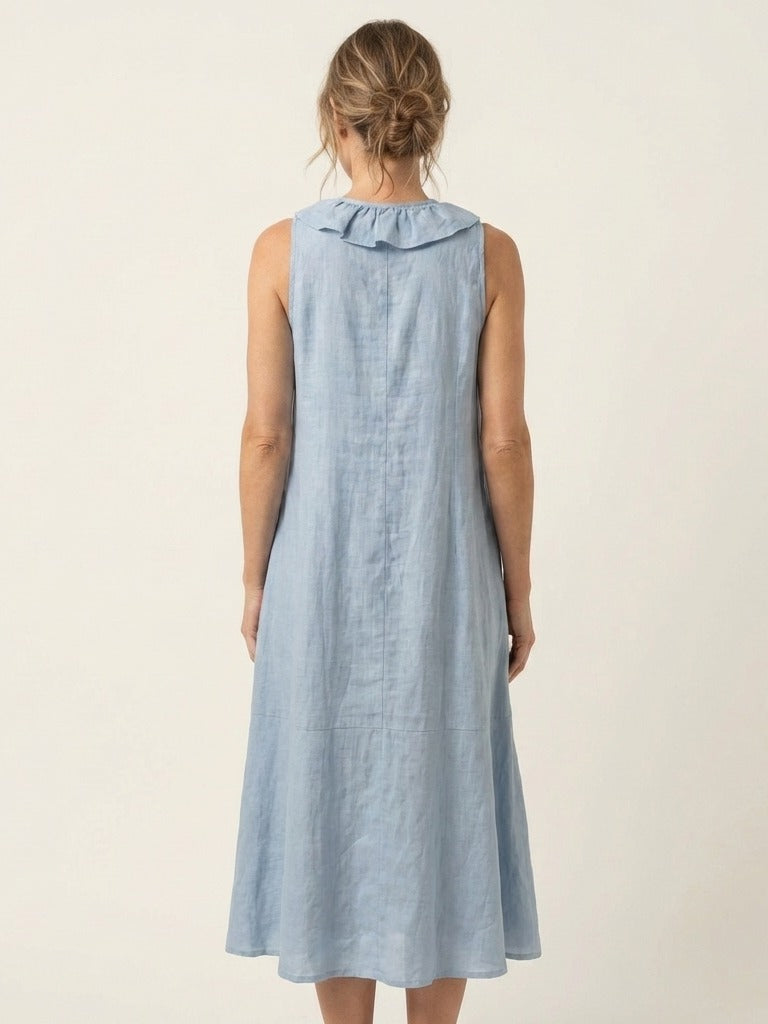 VICKY Ruffle-Front Sleeveless Maxi Dress