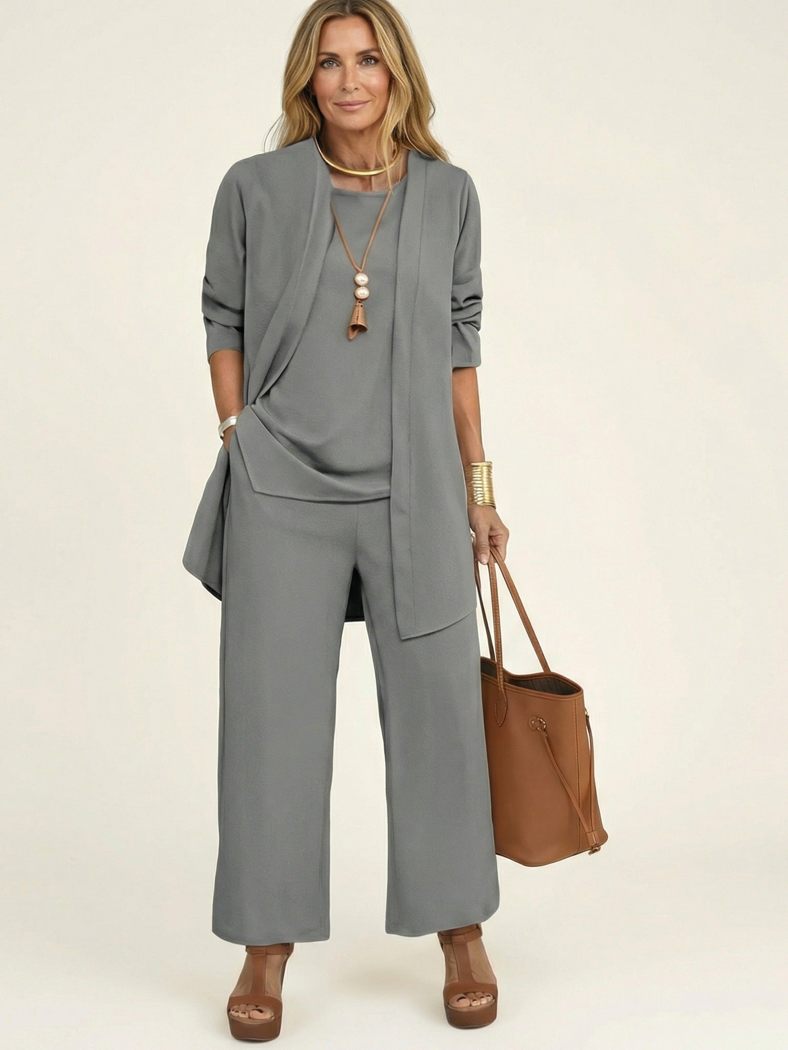 VIVIENNE Minimalist 3-Piece Set - Gray