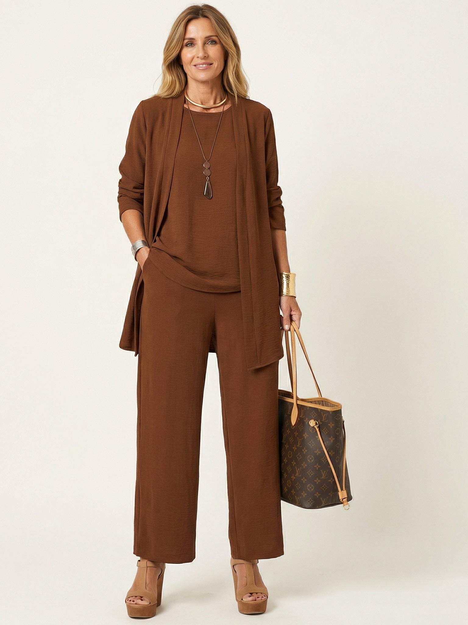 VIVIENNE Minimalist 3-Piece Set - Brown
